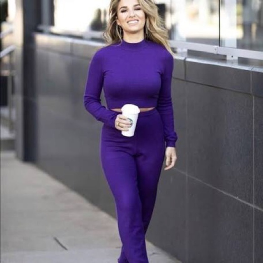 Kittenish Purple Turtleneck Set